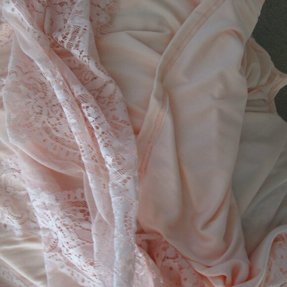 Long Flowy Flared Maxi Dress Womens Peach Orange Short Sleeve‎ V Neck Zip Back - Picture 12 of 12